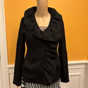 INC International Concepts Black Ruffled Blazer